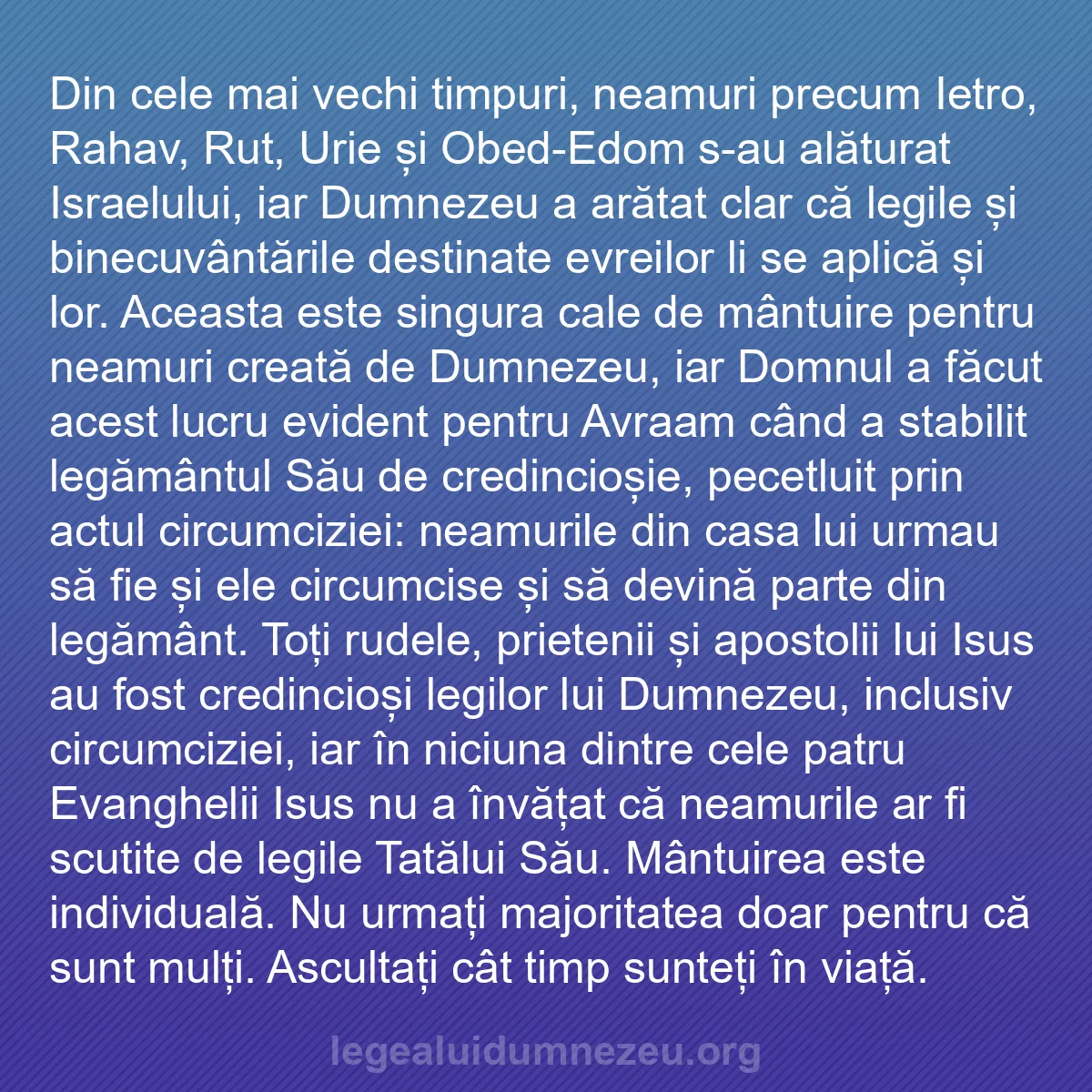 b0367 - Postare despre Legea lui Dumnezeu: Din cele mai vechi timpuri, neamuri precum Ietro, Rahav, Rut,...