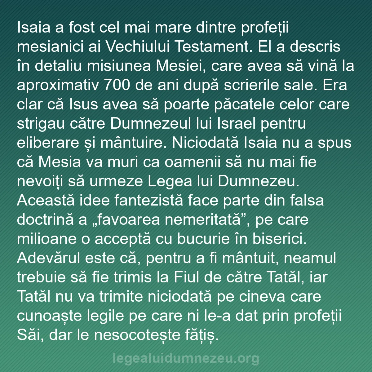 b0385 - Postare despre Legea lui Dumnezeu: Isaia a fost cel mai mare dintre profeții mesianici ai Vechiului...