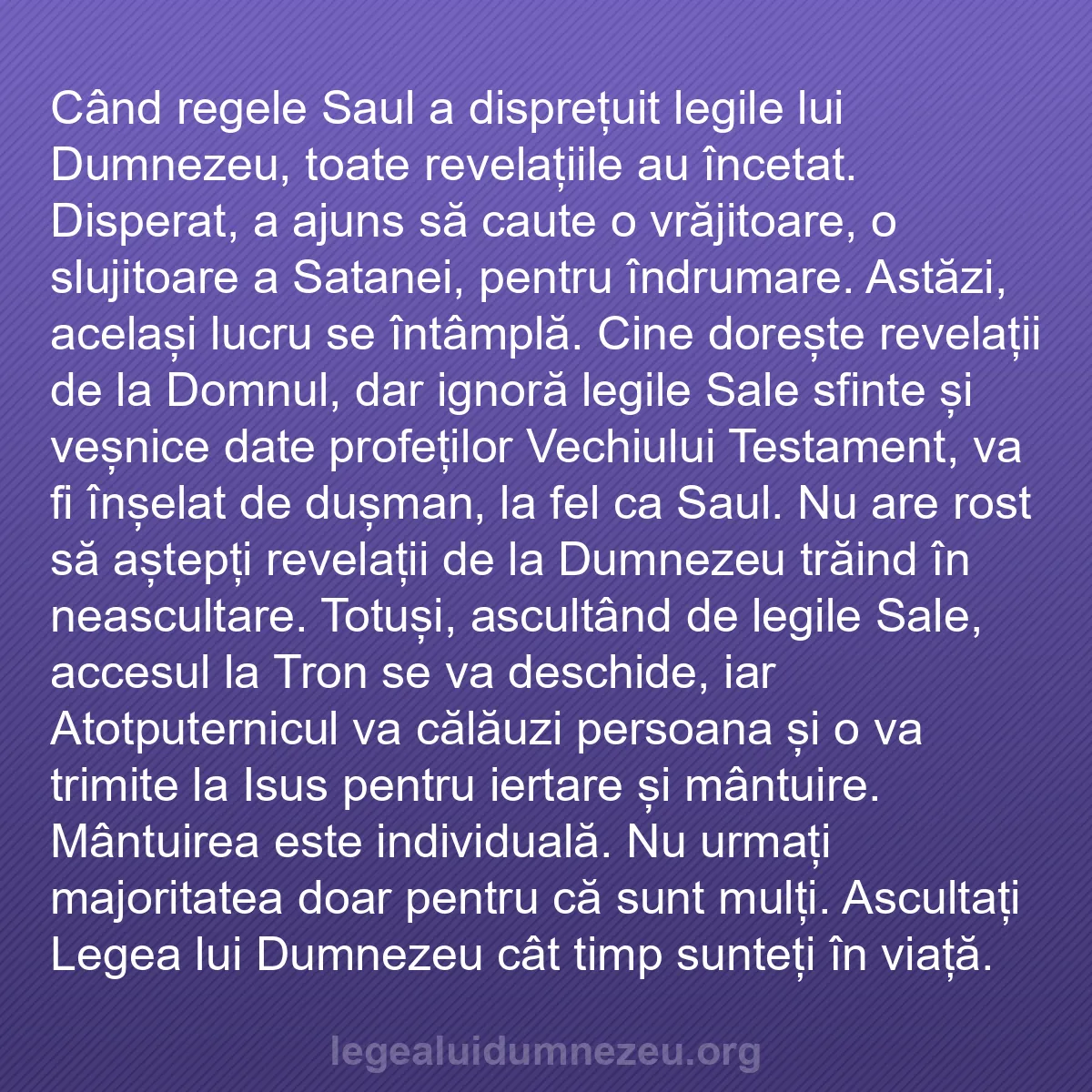 b0458 - Postare despre Legea lui Dumnezeu: Când regele Saul a disprețuit legile lui Dumnezeu, toate revelațiile...