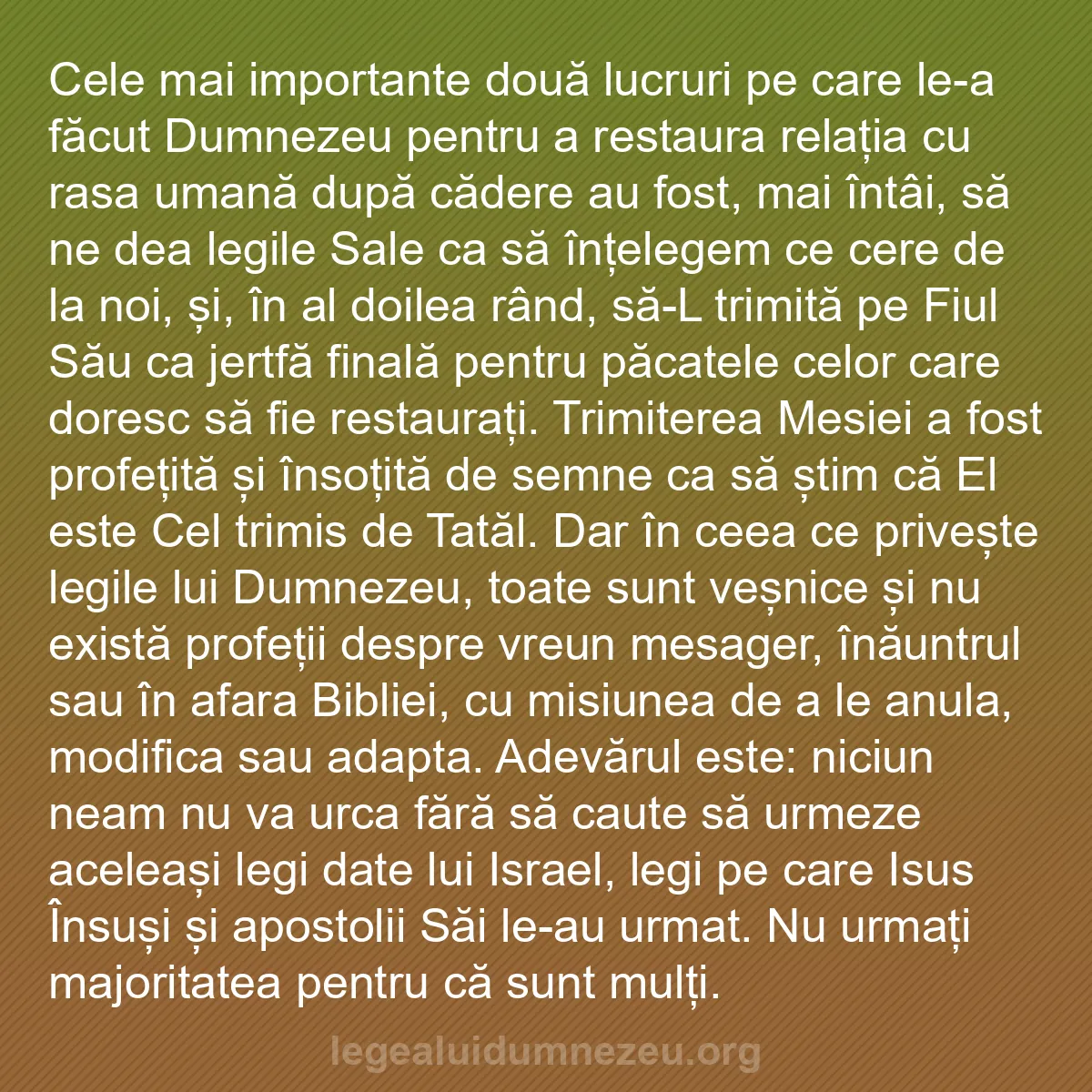b0469 - Postare despre Legea lui Dumnezeu: Cele mai importante două lucruri pe care le-a făcut Dumnezeu...