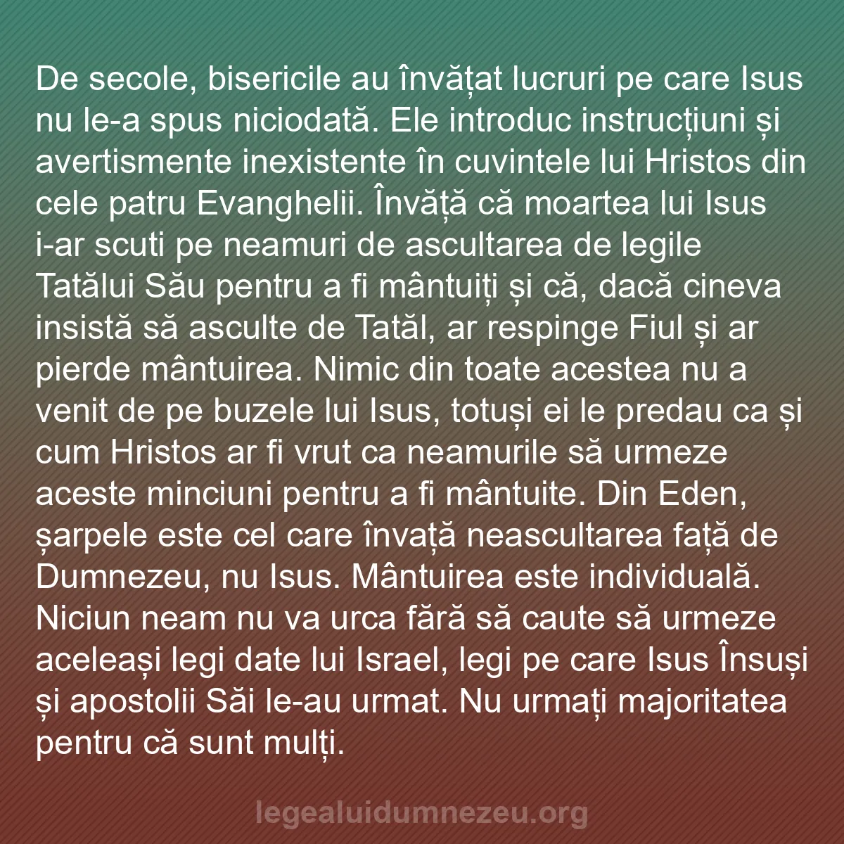 b0473 - Postare despre Legea lui Dumnezeu: De secole, bisericile au învățat lucruri pe care Isus nu le-a...