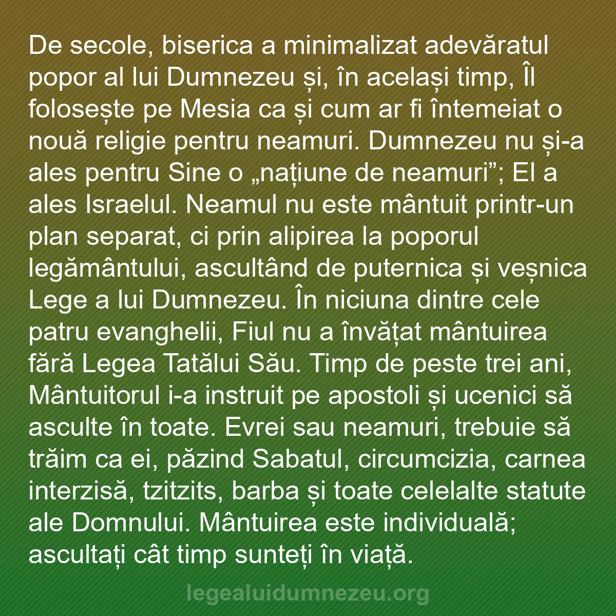 b0476 - Postare despre Legea lui Dumnezeu: De secole, biserica a minimalizat adevăratul popor al lui Dumnezeu...