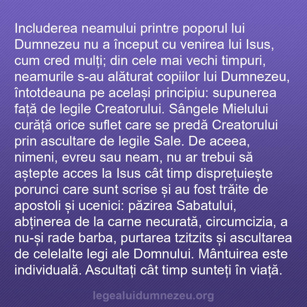 b0478 - Postare despre Legea lui Dumnezeu: Includerea neamului printre poporul lui Dumnezeu nu a început...