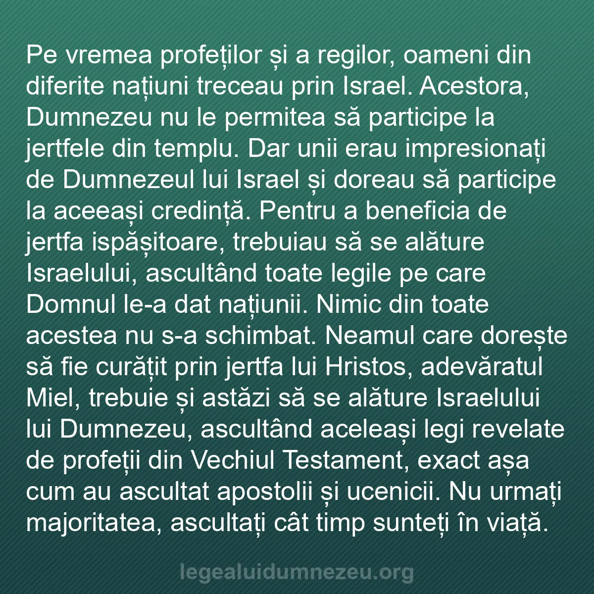 b0480 - Postare despre Legea lui Dumnezeu: Pe vremea profeților și a regilor, oameni din diferite națiuni...