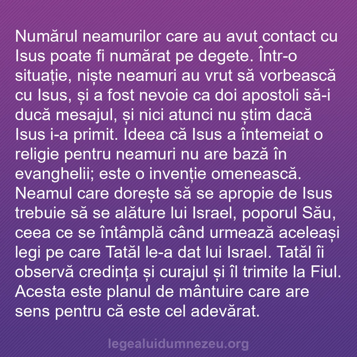 b0511 - Postare despre Legea lui Dumnezeu: Numărul neamurilor care au avut contact cu Isus poate fi numărat...