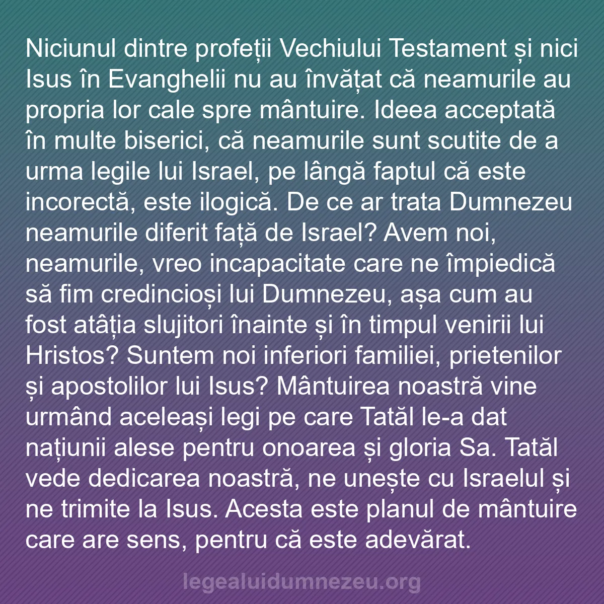 b0524 - Postare despre Legea lui Dumnezeu: Niciunul dintre profeții Vechiului Testament și nici Isus în...