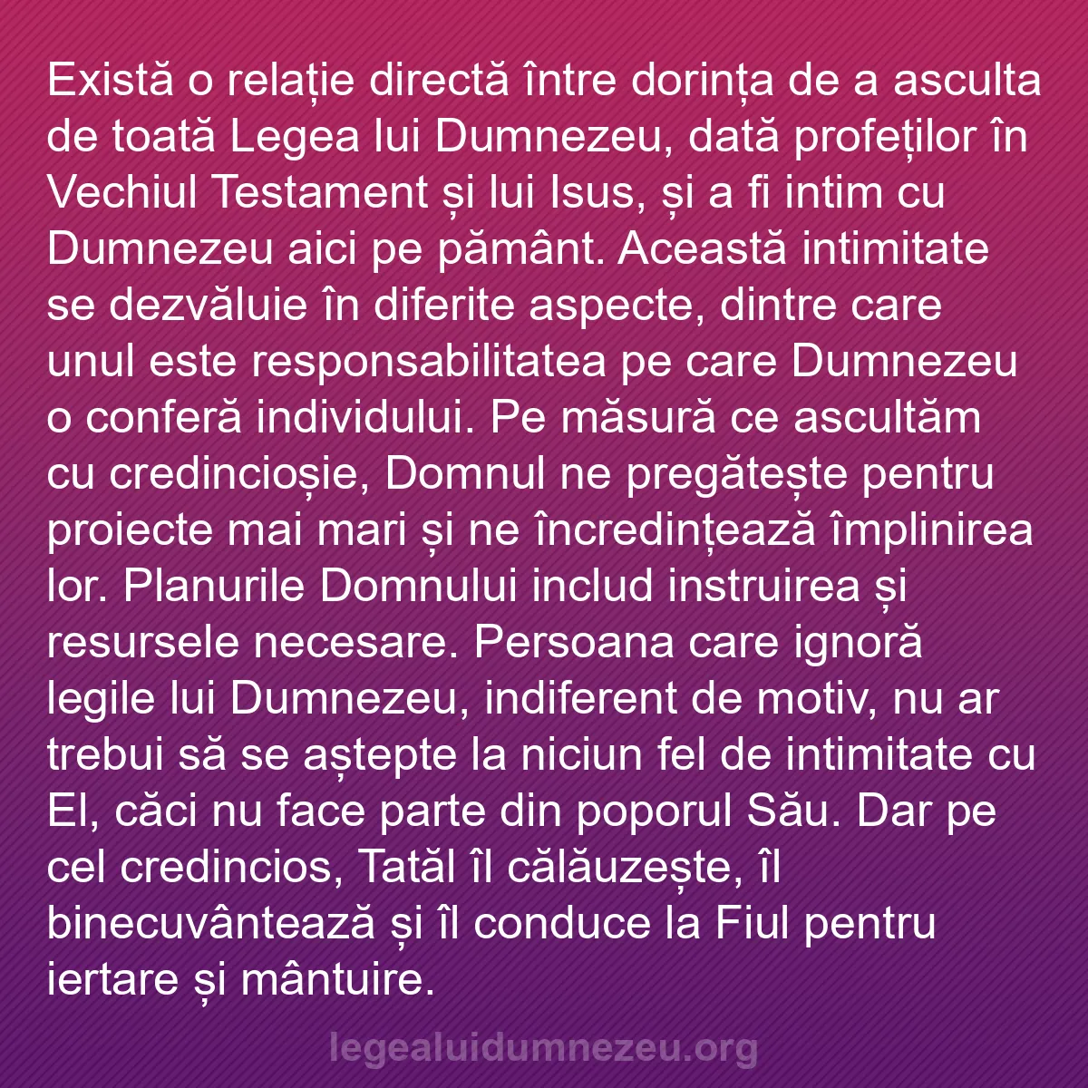 b0541 - Postare despre Legea lui Dumnezeu: Există o relație directă între dorința de a asculta de toată...