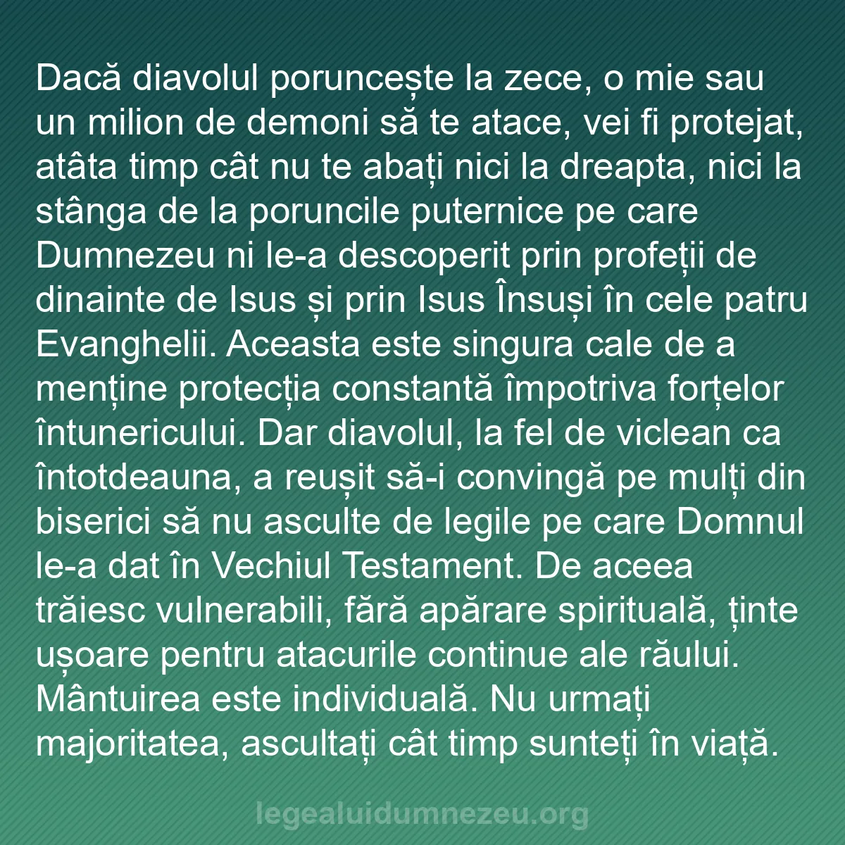 b0565 - Postare despre Legea lui Dumnezeu: Dacă diavolul poruncește la zece, o mie sau un milion de demoni...
