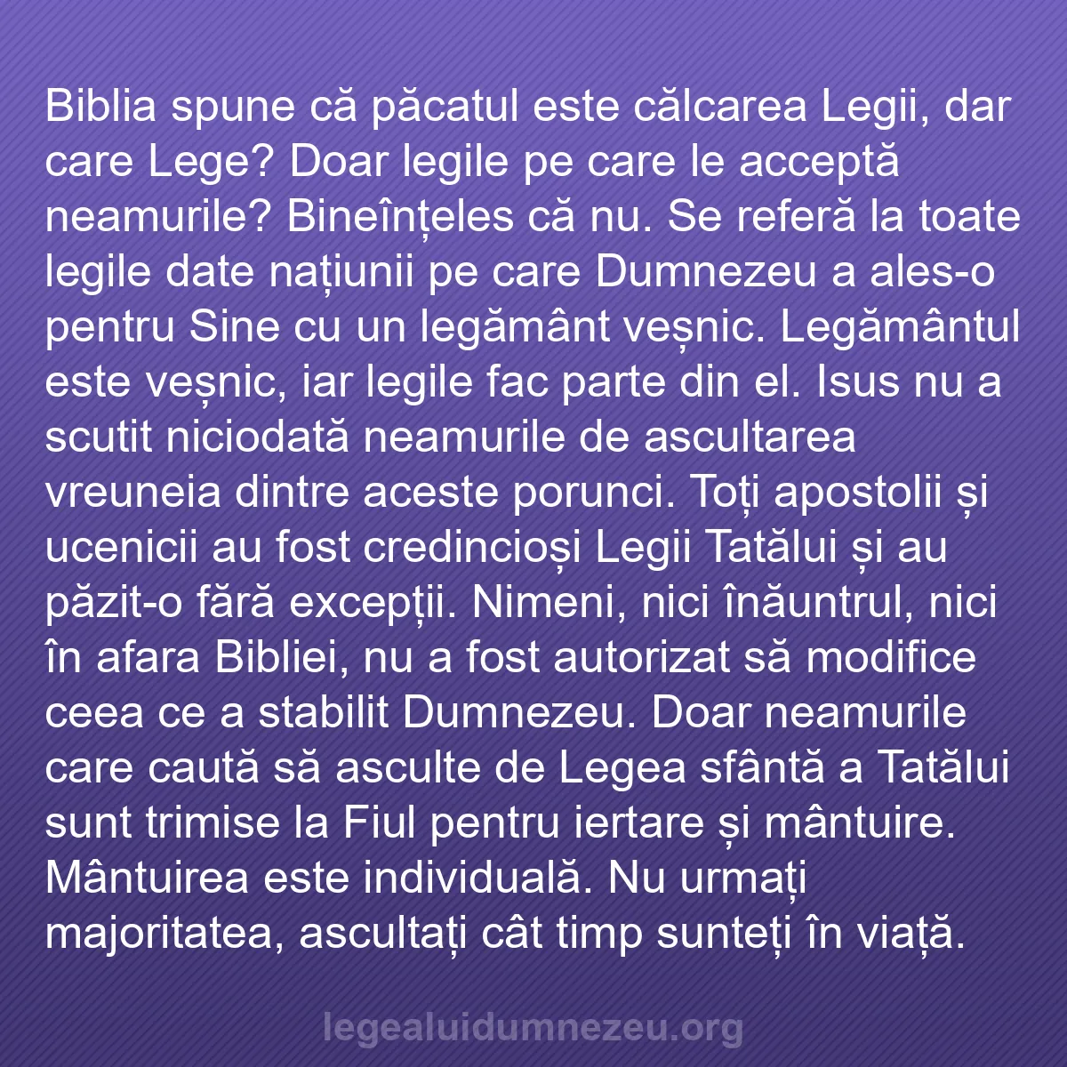 b0578 - Postare despre Legea lui Dumnezeu: Biblia spune că păcatul este călcarea Legii, dar care Lege?...
