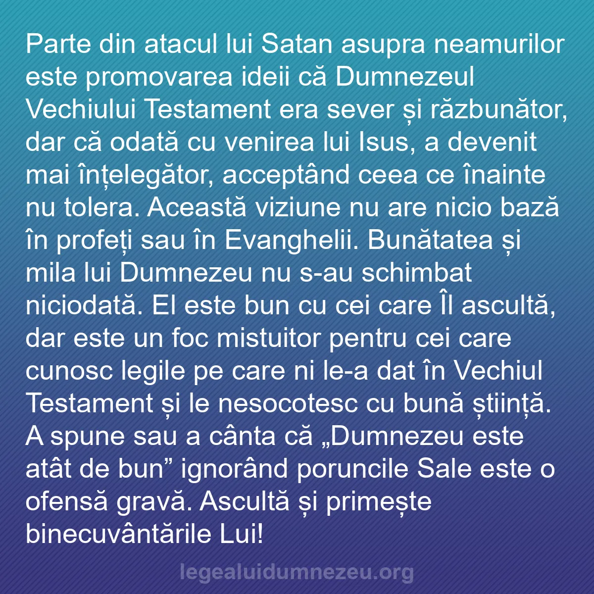 b0595 - Postare despre Legea lui Dumnezeu: Parte din atacul lui Satan asupra neamurilor este promovarea...